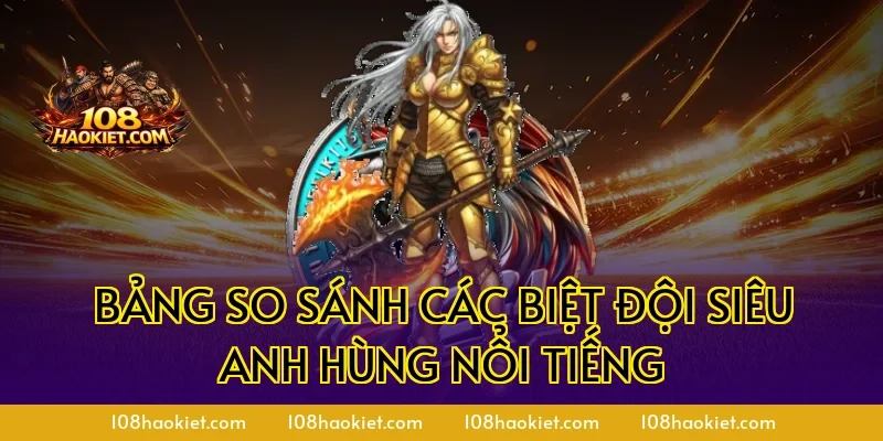 Bảng so sánh các biệt đội siêu anh hùng nổi tiếng