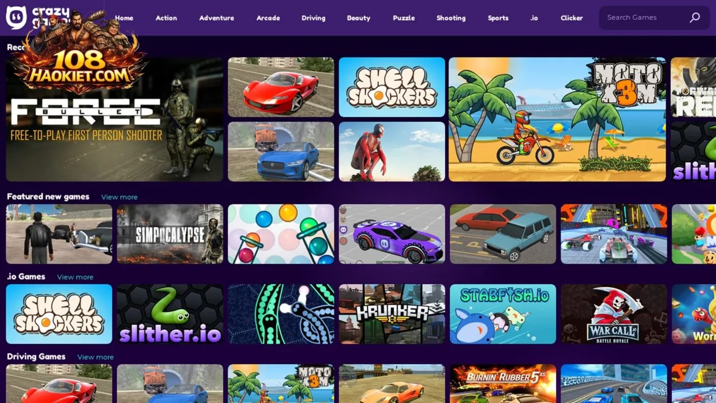 các thể loại game online phổ biến trên nền tảng crazy game